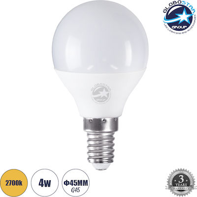 GloboStar Λάμπα LED για Ντουί E14 και Σχήμα G45 Θερμό Λευκό 376lm