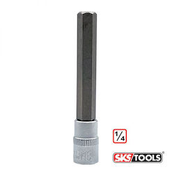 SKS Tools Дълъг Битов ключ с Allen връх и Квадратно Гнездо 1/4'' Размер H8x70мм 1бр SKS Tools Дълъг Битов ключ с Allen връх и Квадратно Гнездо 1/4'' Размер H8x70мм 1бр
