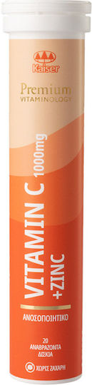 Kaiser 1889 Premium Vitaminology Vitamin C & Zinc Vitamin for Immune System Boost, the Skin & Antioxidant Action 1000mg 20 eff. tabs