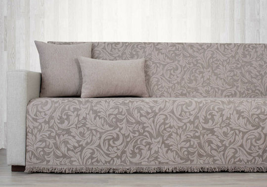 Flora Покривка За Триместен Диван Шенил 170x300см Слонова Кост