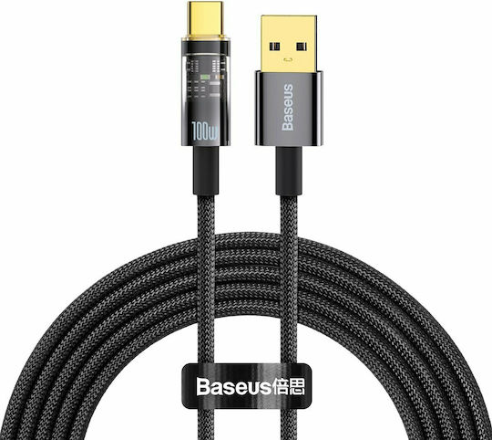 Baseus Explorer Braided USB 2.0 Cable USB-C male - USB-A 100W PD Μαύρο 2m CATS000301