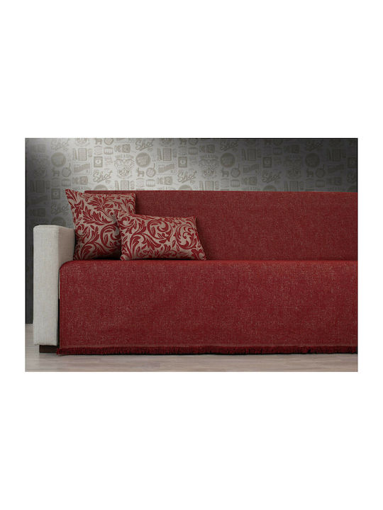 Cotone Sofa Throw Three-Seater Chenille 170x300cm Burgundy