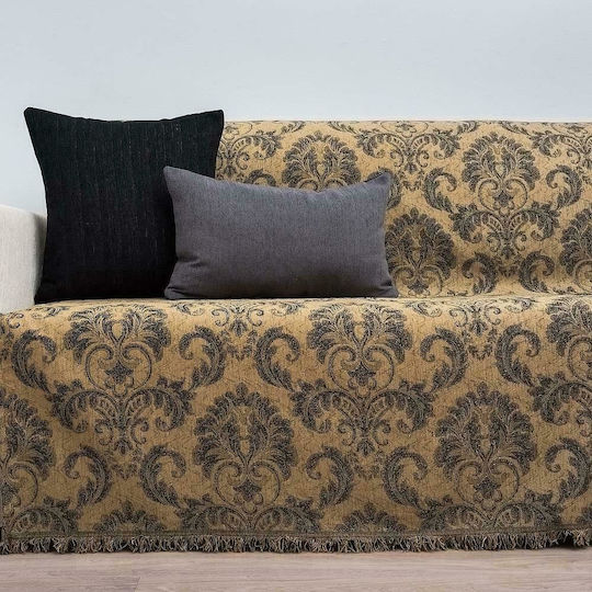Cotone Victoria Three-Seater Sofa Throw Chenille 170x300cm Golden