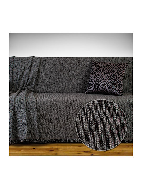 Cotone Bari Ριχτάρι Πολυθρόνας Chenille 170x180εκ. Μαύρο / Γκρι