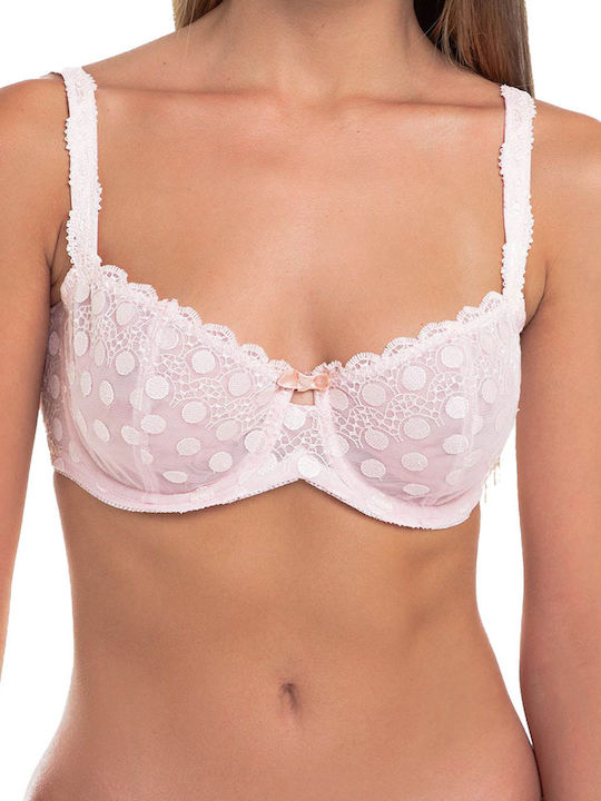 Miss Rosy D-802 Balconette Ροζ Σουτιέν χωρίς Ενίσχυση με Μπανέλες