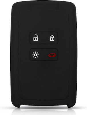 Silicone Car Key Cover Case with 4 Buttons for Renault Black