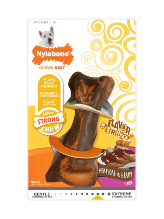 Nylabone Flavor Frenzy Παιχνίδι Κόκκαλο Σκύλου Μασητικό από Καουτσούκ με Γεύση Βοδινό Small Καφέ 1τμχ