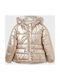 Kids' Quilted Jacket Short Double Sided with Hood Gold