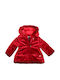 Kids Quilted Short Coat with Hood Burgundy