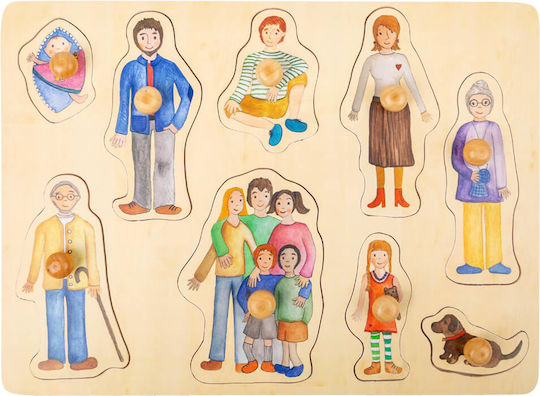 Wooden Kids Peg Puzzle Family & Friends 9pcs Small Foot
