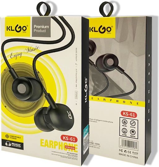 KLGO KS-61 In-ear Handsfree με Βύσμα 3.5mm Μαύρο