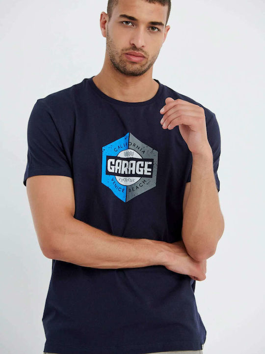 Garage Fifty5 T-shirt Bărbătesc cu Mânecă Scurtă Albastru marin