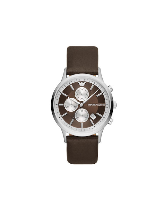 Emporio Armani Renato Watch Battery with Brown Leather Strap