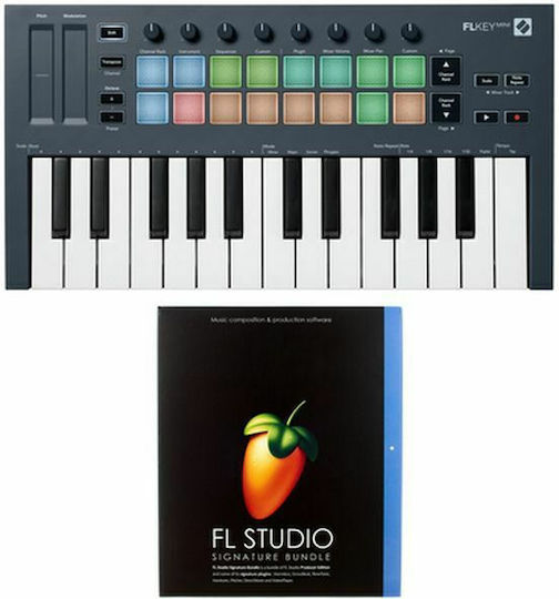 Novation Tastatura Midi FLkey Mini Image-Line Fl Studio Signature Bundle cu 25 taste Negru
