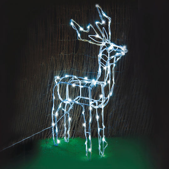 Aca Beleuchtet Weihnachtliche Metallisch Figur Hirsche Weiß Höhe 80cm Standing Reindeer