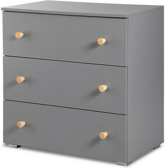 Pauline Baby Dresser with 3 Drawers Gray 80x48x81cm