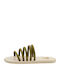 Leather Women's Flat Sandals in Khaki Color