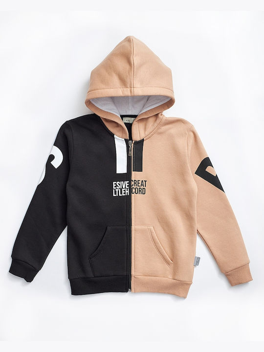 Kids Sweatshirt Cardigan Cotton with Hood Beige