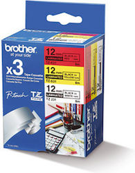 Brother Label Maker Tape 8m x 12mm Multicolour TZE-31M3 Brother Label Maker Tape 8m x 12mm Multicolour TZE-31M3