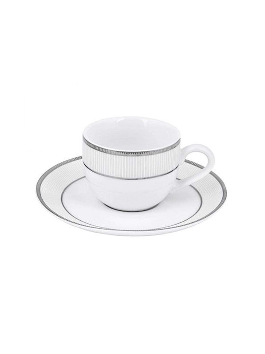 Oriana Ferelli Classic Stripes Set of Cups Coffee Porcelain White 90ml 6pcs