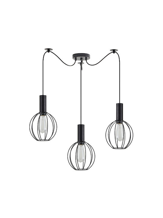 Home Lighting Pendant Lamp 3xE27 Black