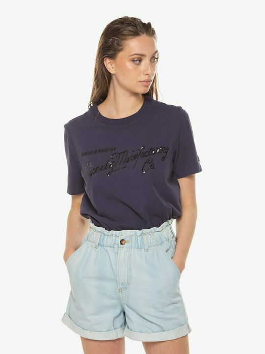 Superdry Vintage Script Style WW Feminin Tricou Albastru