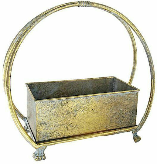 JK Home Decoration Кутия за саксии Метал Златист 36x15x33см.