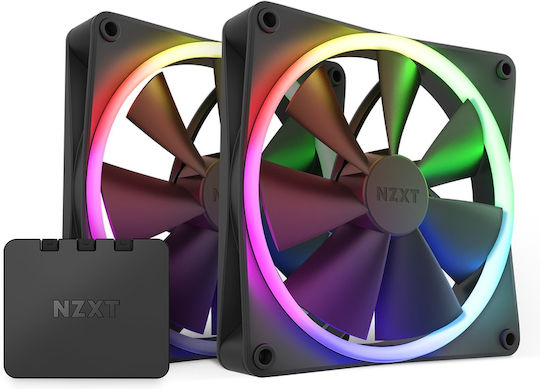 NZXT F140 Вентилатор За Кутия (1800 Оборота / 89.48 CFM) С RGB Осветление И Свързване 4-Изводна ШИМ 2 Бр