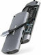Axagon HMC-6M2 USB-C Docking Station mit HDMI 4K PD Ethernet Silber