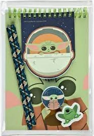 Gim Baby Yoda Kids Stationery Set with Pencil Eraser and Notebook 6 Pieces