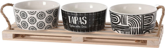 Excellent Houseware Ceramic Dessert Divided Serving Tray with 3 Slots Multicolour 23x9x5.5cm 4pcs