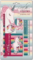 Graffiti Unicorn Kids Stationery Set with Pencil, Eraser, Notepad and Ruler 5pcs