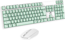 Leewello YPX-035 Wireless Keyboard & Mouse Set with Greek Layout Green