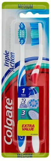 Colgate Triple Action Четка за зъби Medium Blue / Red 2бр