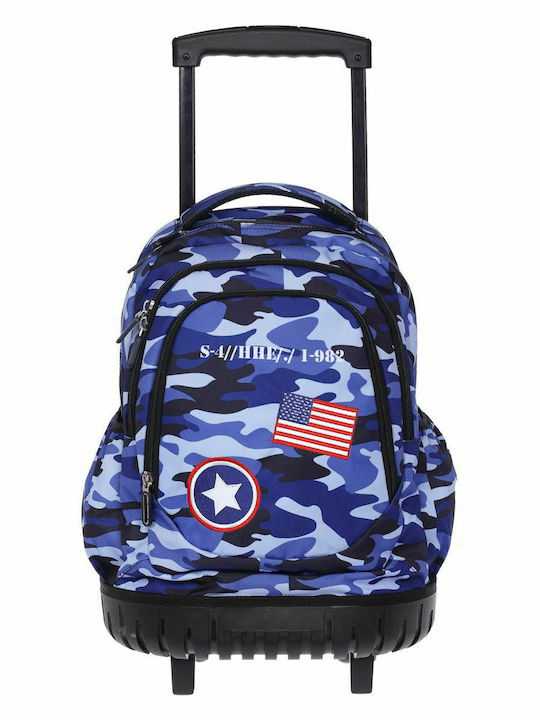 Lyc Sac One Rock 'n' Roll Σχολική Τσάντα Τρόλεϊ Δημοτικού Navy Camo + Κασετίνα Δώρο