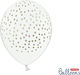 White balloon - Gold polka dot. 30cm.