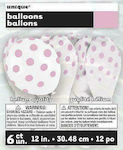 Balloons white with pink polka dots 6pcs.