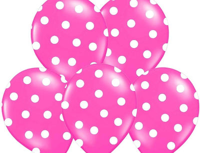 Balloons fuchsia polka dots 30cm 6pcs.