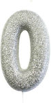 Large Silver Glitter Candle No0, 1pc.