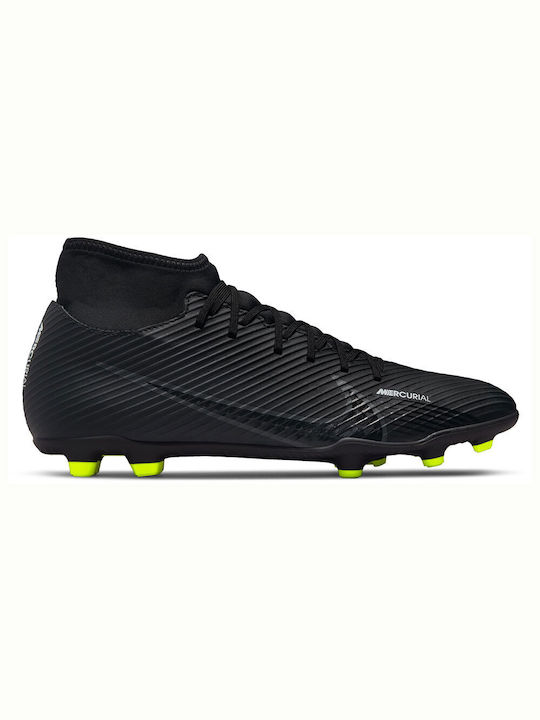 Nike Superfly 9 Club FG Ψηλά Ποδοσφαιρικά Παπούτσια με Τάπες Black / Dark Smoke Grey / Summit White / Volt