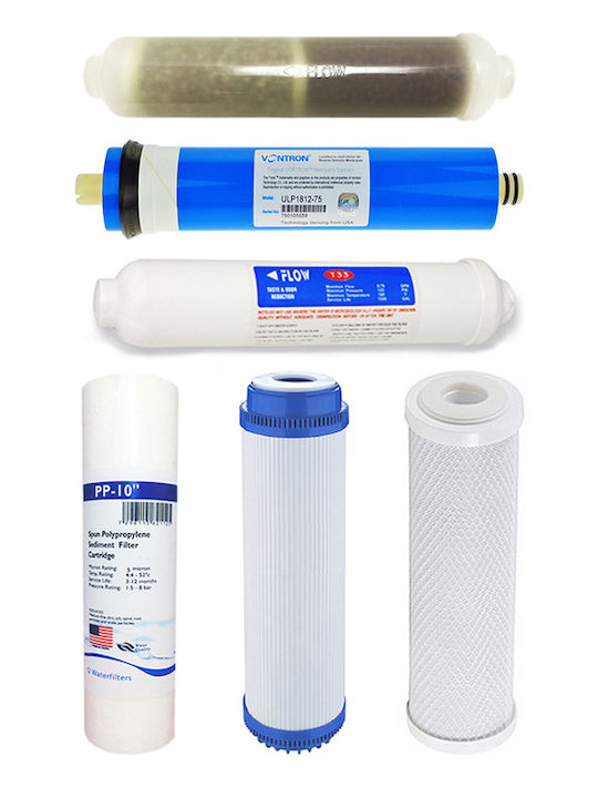 QWaterFilters Water Filter Replacement Reverse Osmosis (RO) made of Activated Carbon 10" Q-5RO5-75GPD 6pcs