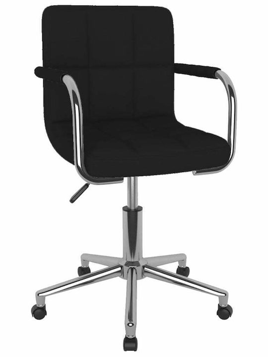 Rotativă Scaun Vizitator cu Brațe & Roți Negru 48x47x74.5cm 1buc
