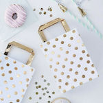 Gift Bags White Gift Bags with Dots Gold