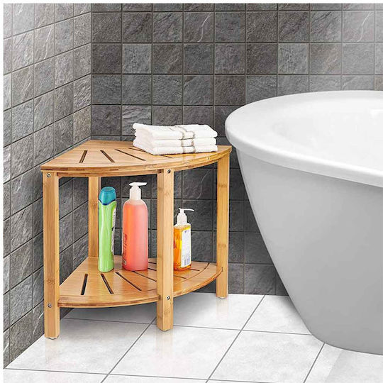 Bakaji Bakaji Ecke Boden Badezimmerregal Hölzernes mit 2 Regalböden 40x40x43cm Braun