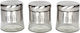 Keskor Set of 3 Glass Silver Jars for Sugar Coffee Tea with Lid 400ml 3 Pieces