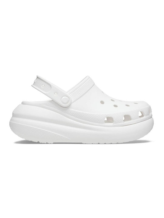 Crocs Classic Crush Ανατομικά Σαμπό Λευκά