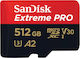 Sandisk Extreme Pro microSDXC 512ГБ U3 V30 A2 UHS-I с адаптер