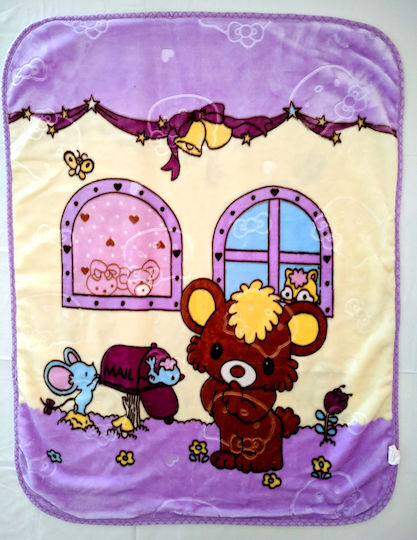 Decobebe Decke Kinderbett Mouse & House Samt Lila 100x130cm