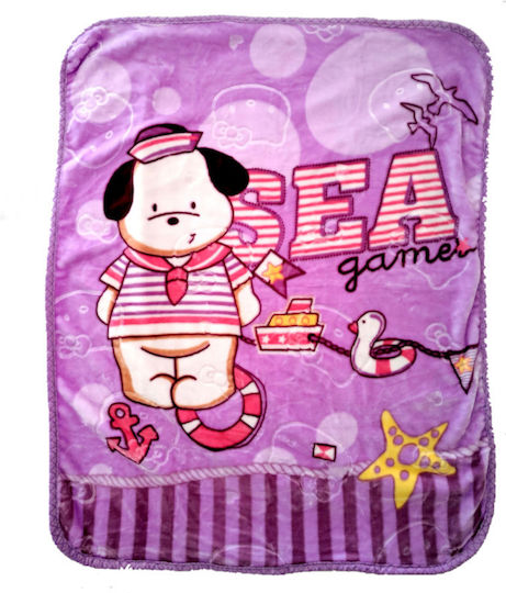 Decobebe Blanket Cot Sea Game Velvet Purple 100x130cm