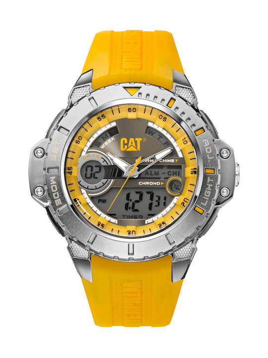 CAT Ρολόι Χρονογράφος Μπαταρίας με Καουτσούκ Λουράκι σε Κίτρινο χρώμα